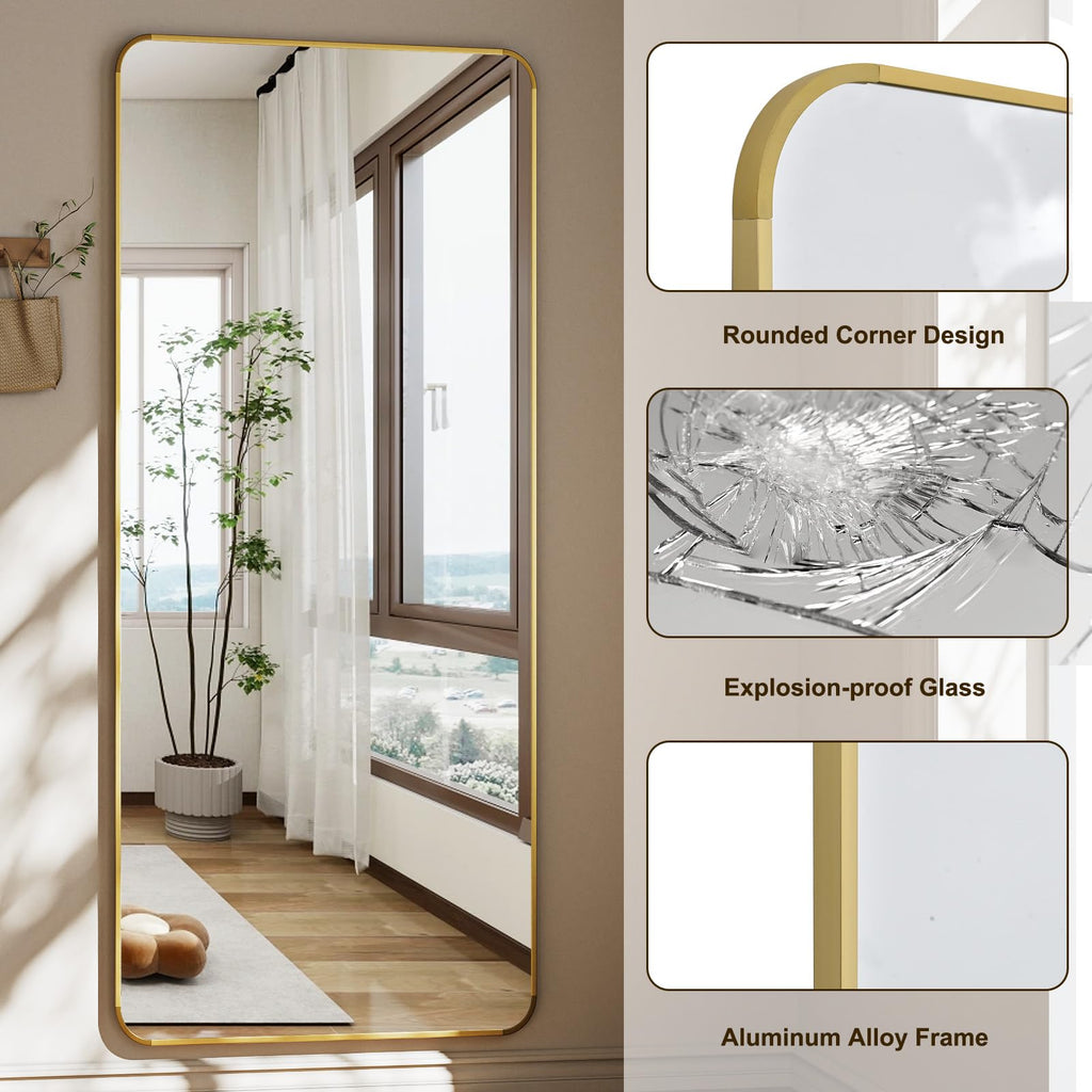 66"x23" Full Length Mirror, Large Floor Mirror with Stand