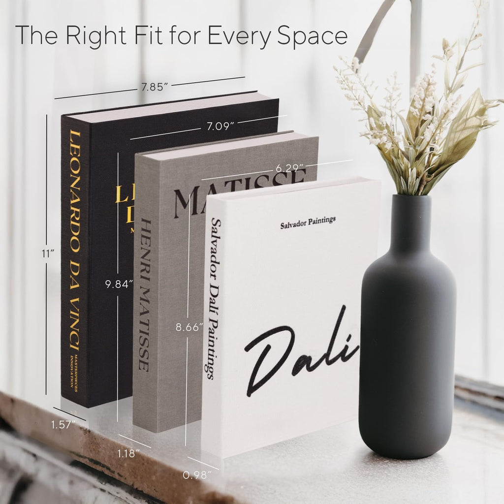 Linen Decorative Books Set of 3, Large Woven Faux Books with Hidden Storage | Magnetic nested fake book boxes in