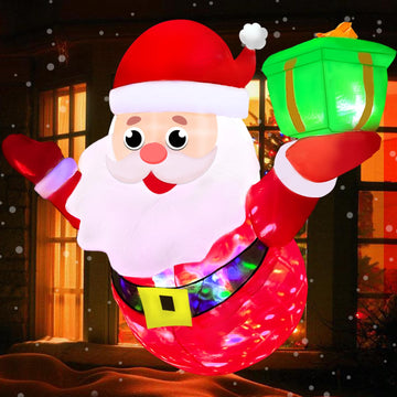 4FT Christmas Inflatable Santa Claus Broke Out from Window, Outdoor Christmas Decorations, Christmas Blow Up with