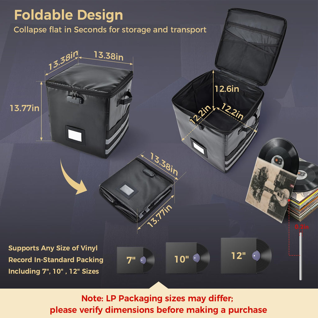 Vinyl Record Storage Case with Lockable for 100+ Single Records