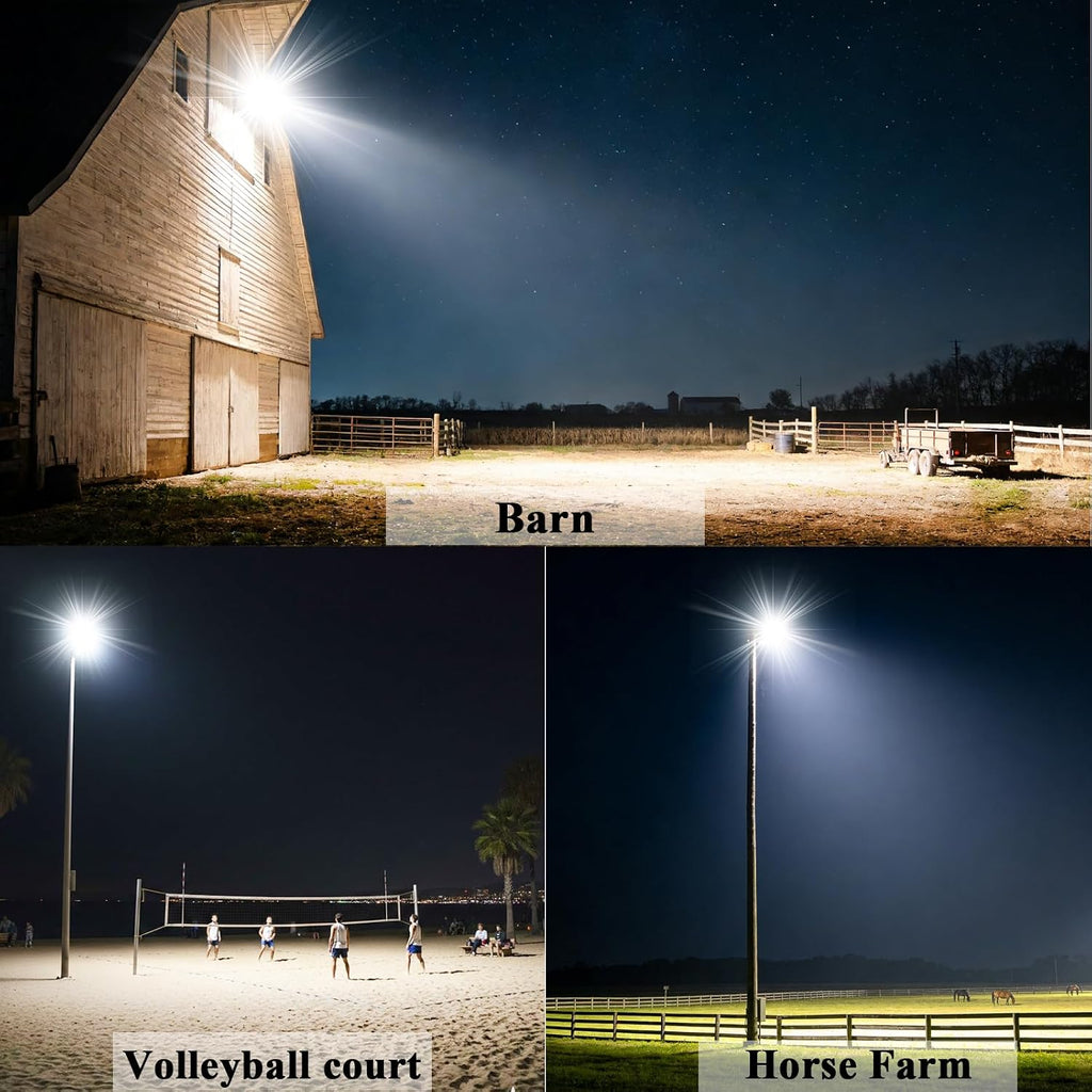 100W 2Pack LED Flood Light Outdoor, 28000LM Stadium Lights Outdoor LED, 6500K Parking Lot Light IP67 Waterproof