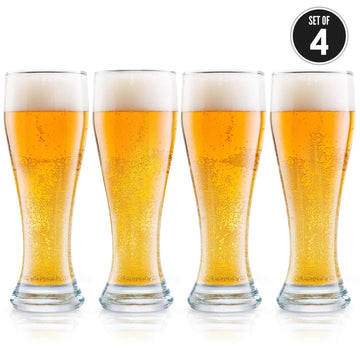 USA Made Nucleated Pilsner Glasses- Etched Beer Glass for Better Head Retention, Aroma and Flavor - 16 oz Craft Beer