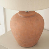 Home 20" Rustic Terracotta Ceramic Table Lamp with Fabric Shade, Bedside Nightstand Lamp