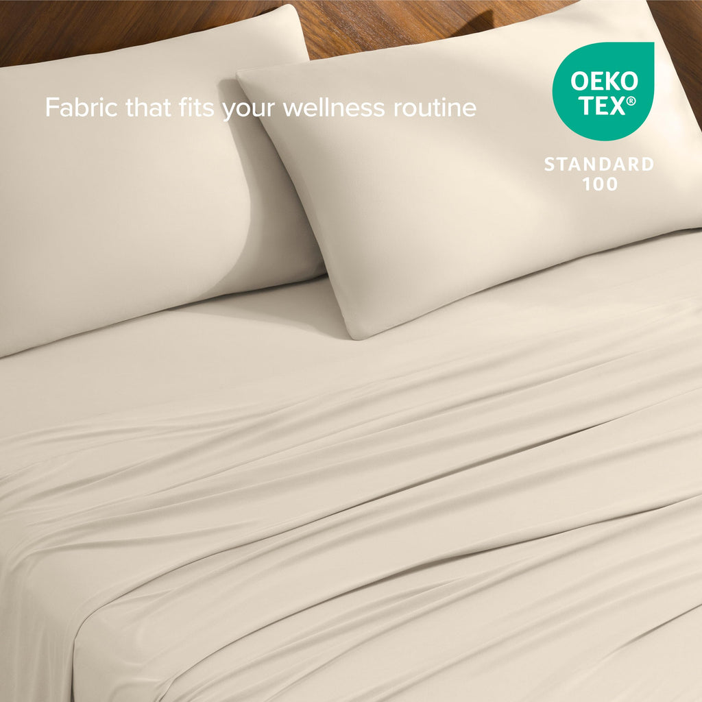 Cooling Performance Jersey Knit Stretch Sheet Set (King, Sand)