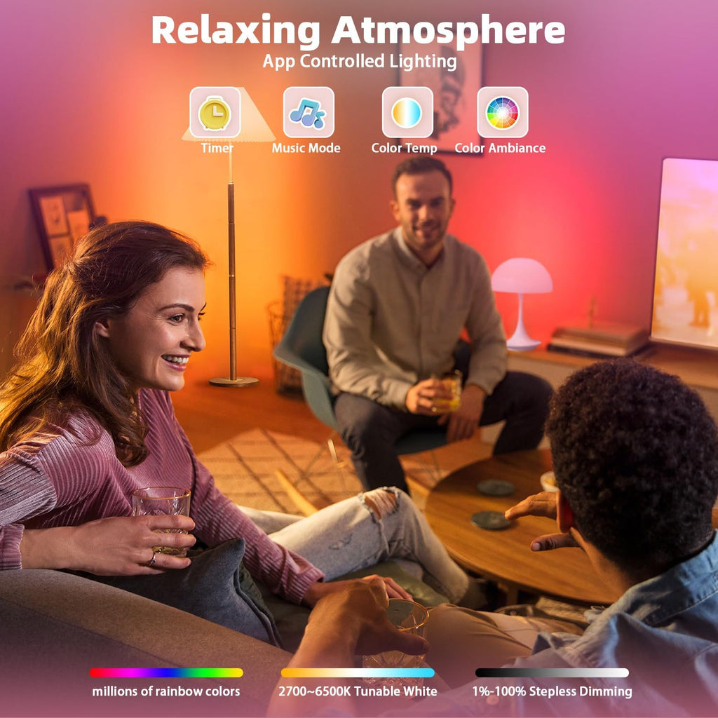Smart Light Bulbs with Remote, Color Changing Dimmable Multicolor LED Bulb, Works with Alexa & Google Home, 9W A19