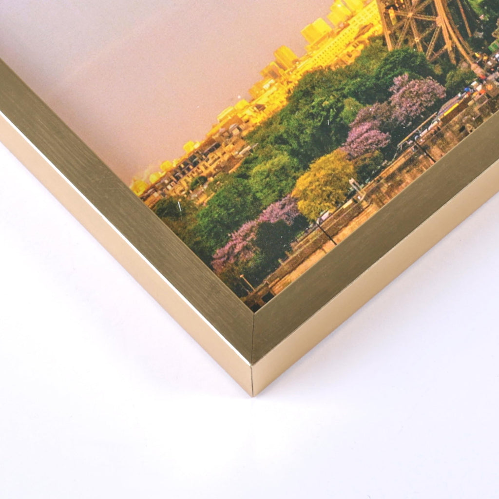 5x7 Picture Frame Glass, Thin Border, Gold Photo Frames, 3 Pack