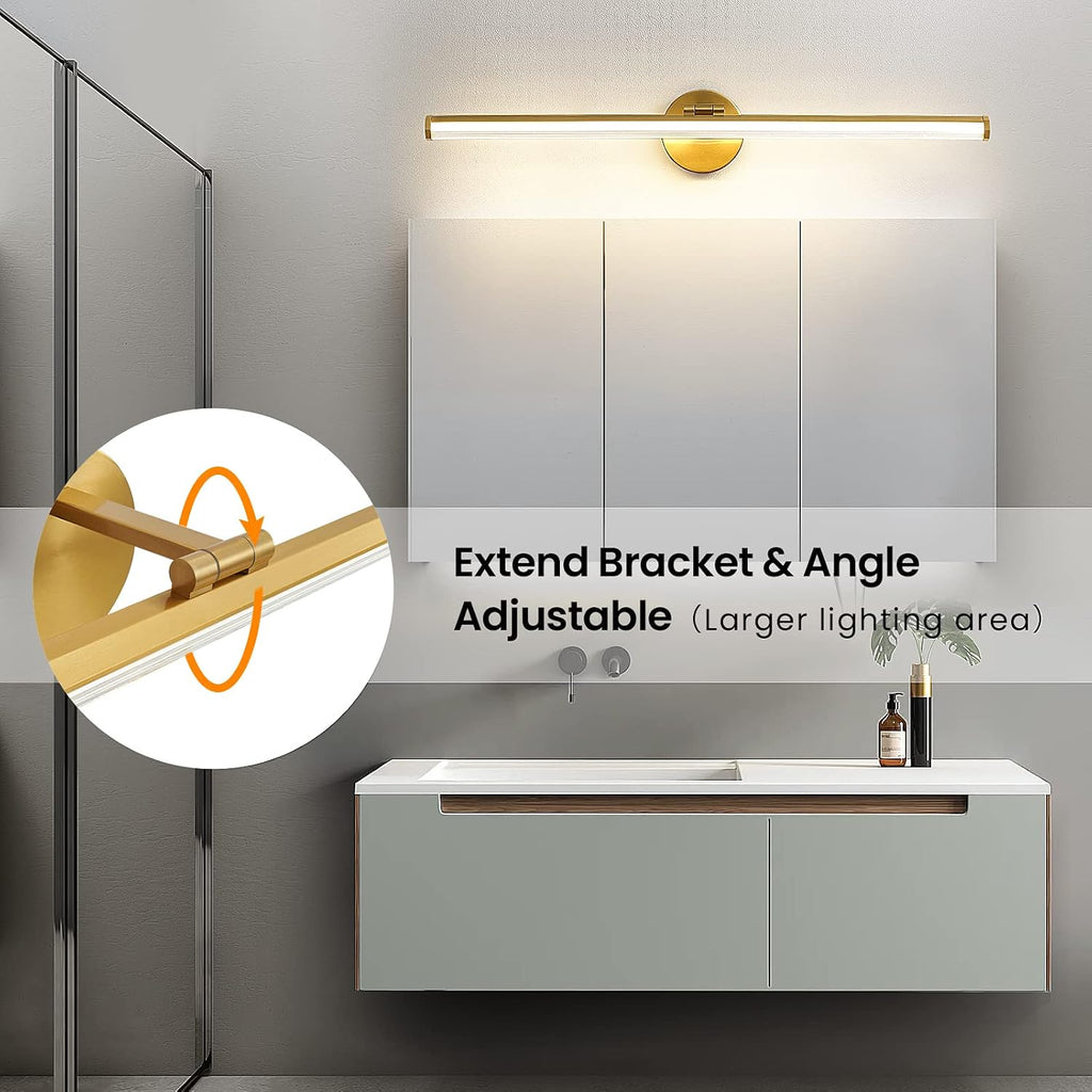 Bathroom Lighting Fixture Over Mirror - 30 Inch Gold Vanity Light 24W 5CCT Dimmable Modern LED Vanity Light Fixture