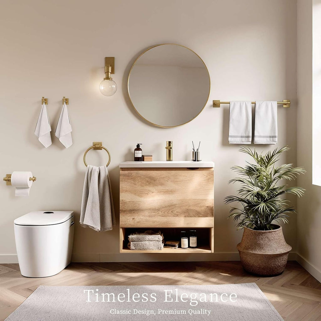 Champagne Bronze Bathroom Accessories Set, 5 Piece Bathroom Towel Holder Set, SUS304 Stainless Steel 24" Towel Bar