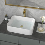 Sarlai Vessel Sink Rectangular - 19"x15" White Bathroom Sink Rectangle Above Counter Porcelain Ceramic Bathroom Vessel
