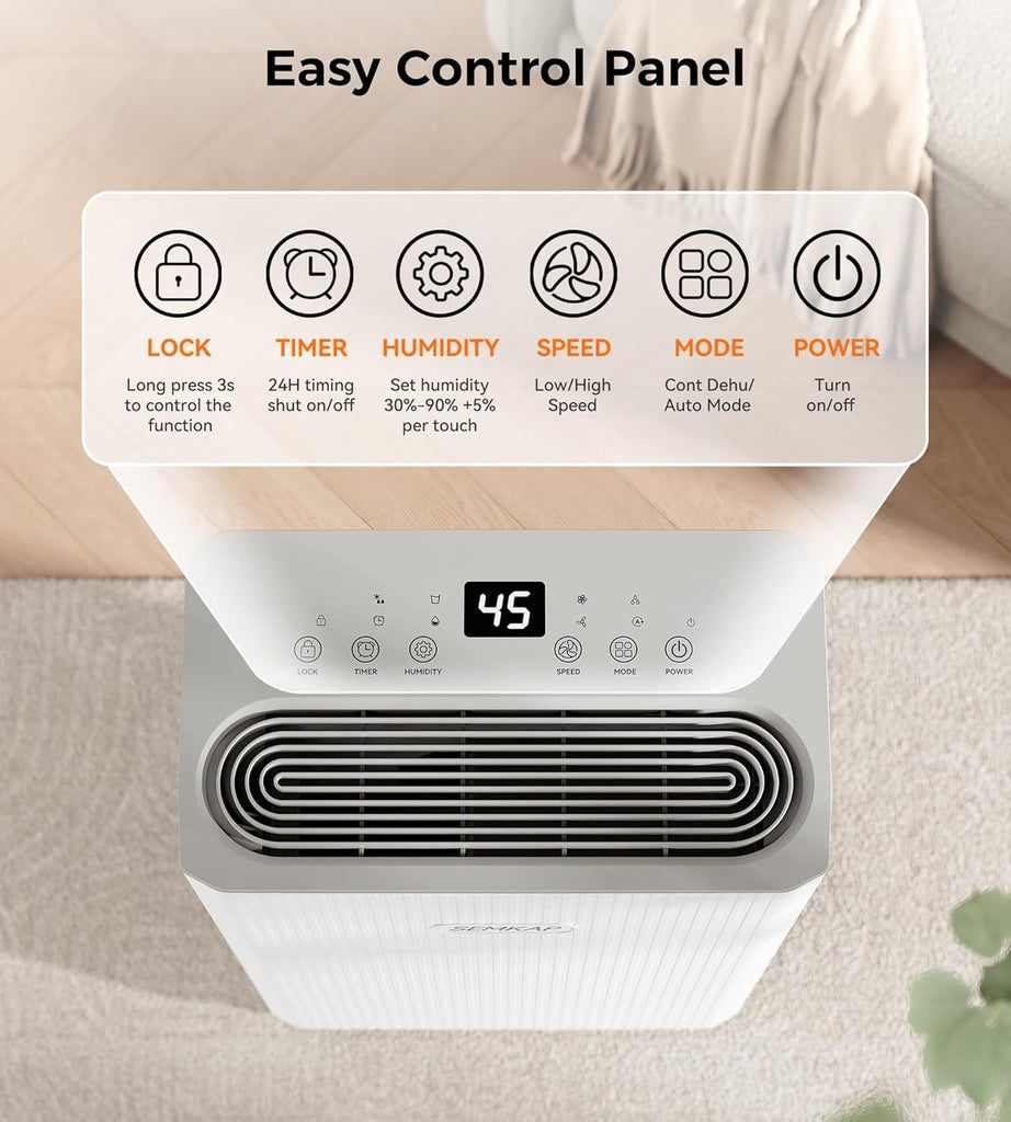 2500 Sq.Ft Dehumidifier for Basement with Drain Hose, 32 Pints Dehumidifiers for Home, Large Room, Bathroom, Bedroom