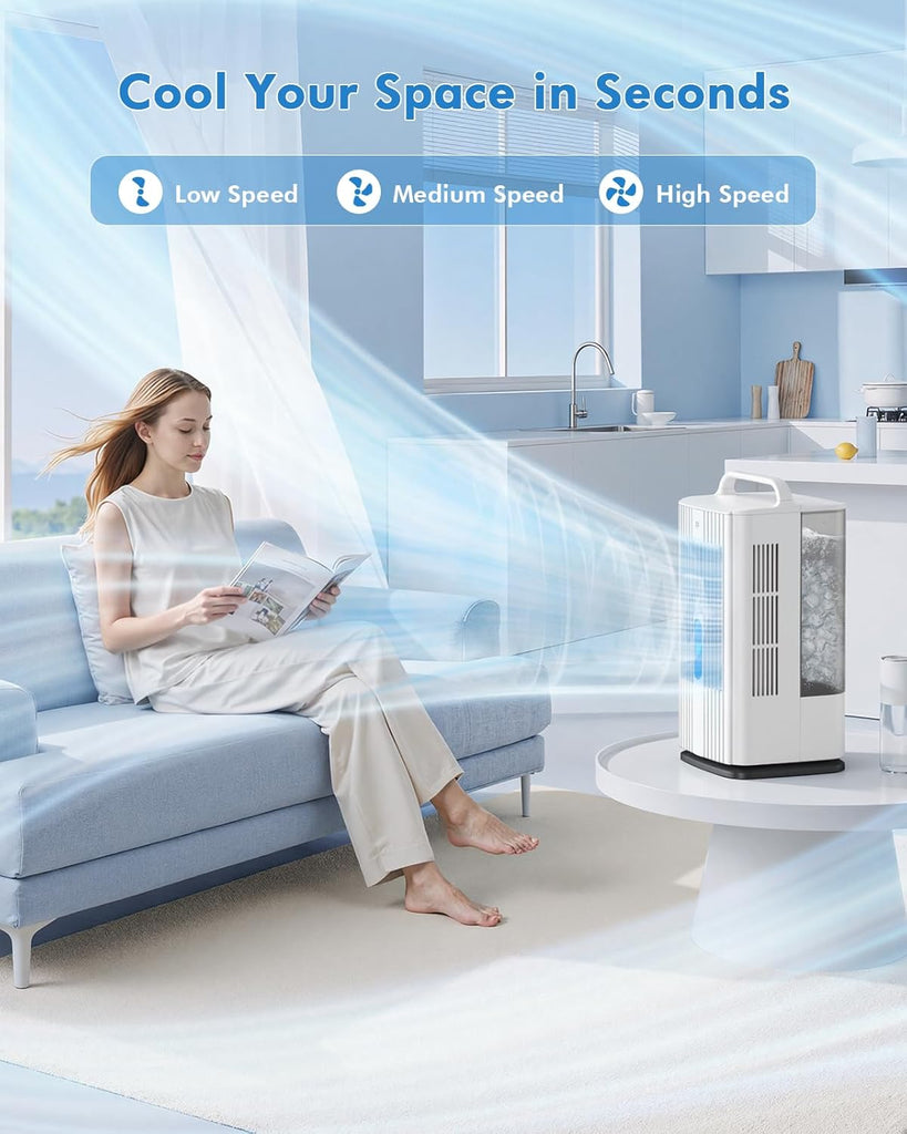 4-in-1 Portable Air Conditioners: 1700ml Tank Mini Air Conditioner with 120° Oscillating 16.5ft Remote