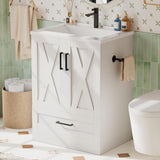 24" Bathroom Vanity with Sink, Bathroom Storage Vanity Sink Cabinet with 2 Doors ＆ 1 Drawer Space