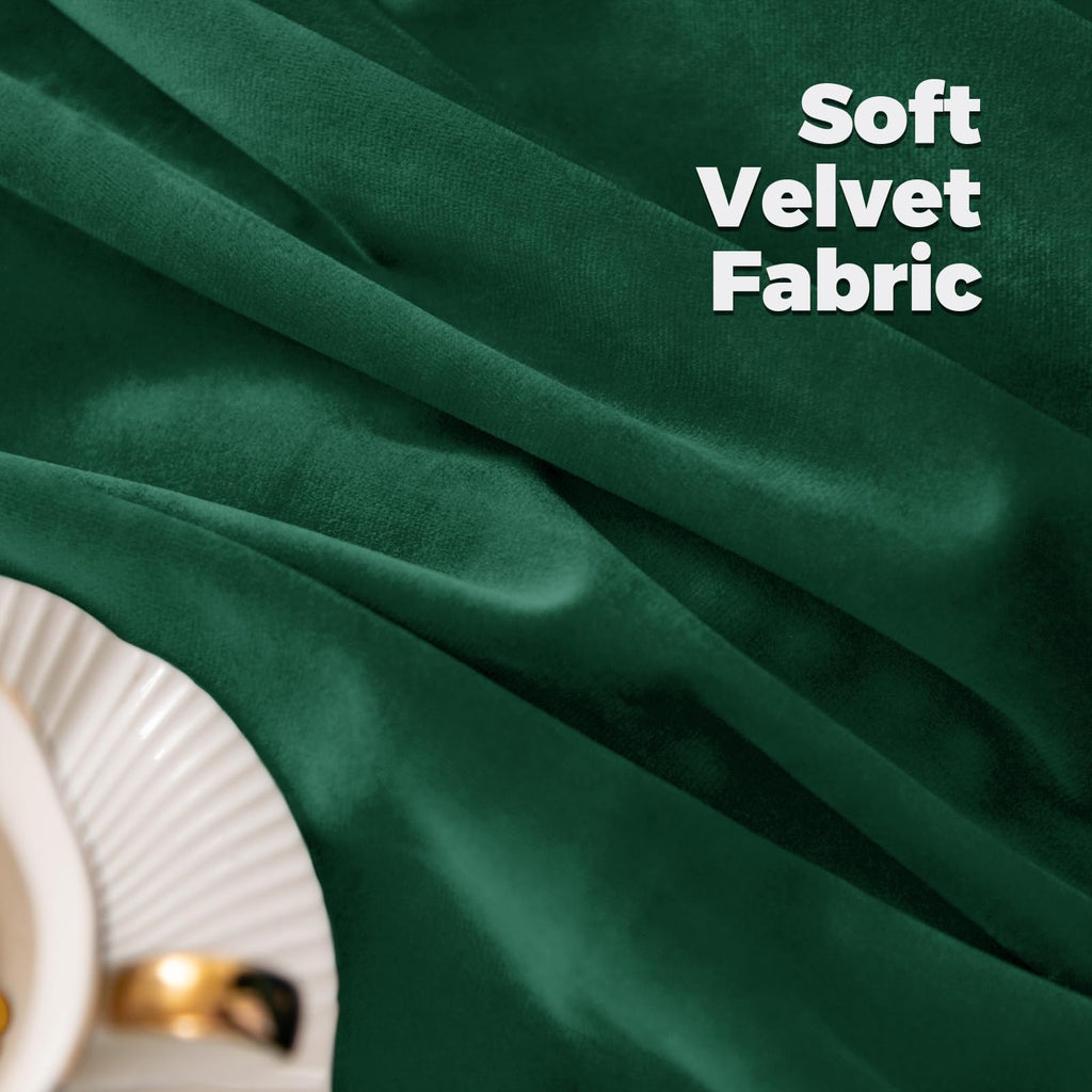 Emerald Green Velvet Curtains 96 Inch Ling, 2 Panels