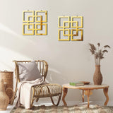 Wall Mount Home Mirror, 2 Pieces Silver Square Decorative Mirror , 11.8 x 11.8 Inches(Gold,Mirrored)