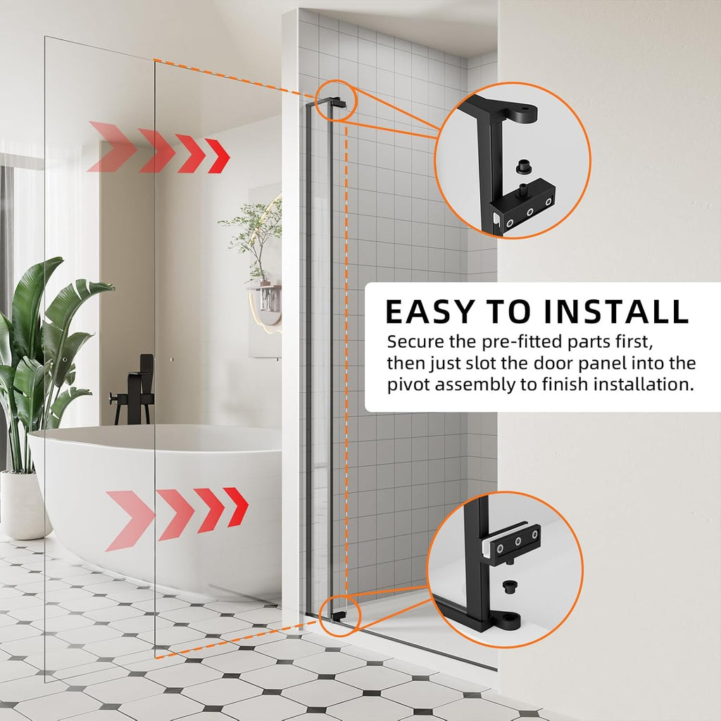 32-36" W x 72" H Frameless Pivot Shower Door