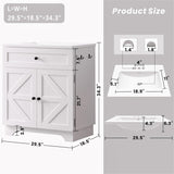 30 Inch Bathroom Vanity with Integrated Ceramic Sink, Farmhouse Single Sink Bathroom Vanity, Tip-Out Drawer & Adjustable Shelf (White) A133-B0FFSPSD1S