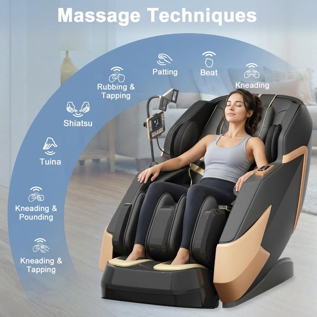 Massage Chair Full Body, Zero Gravity Extended Dual SL-Track Massage Recliner with 4D Mechanical Arms, Full Body