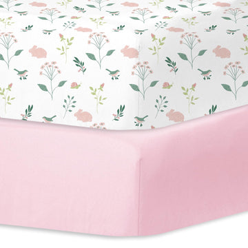 Crib Sheets for Girls 2pk Baby Crib Fitted Sheet for Standard Size Crib and Toddler Mattress Super Soft Baby Sheet