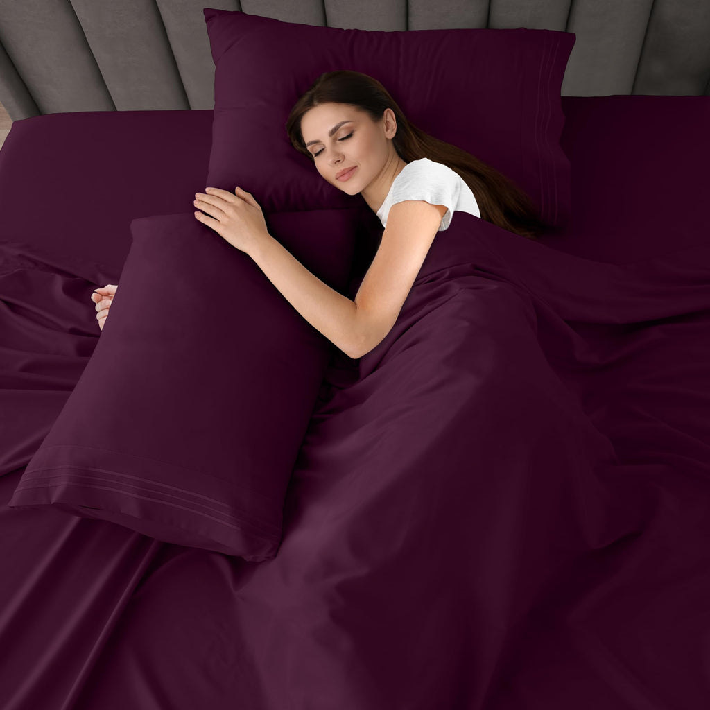 LUX Décor Queen Sheet Set - 4 Piece Ultra-Soft Microfiber Bed Sheets with Flat Sheet, 16 Inches Deep Pocket Fitted