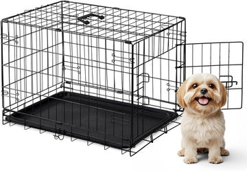 Dog Crate, 30 Inch Medium Size Single Door Dog Cage with Plastic Leak-Proof Pan Tray