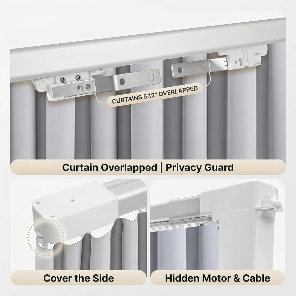 Pre-Assembled Telescopic Smart Curtain Track, No Splicing/Cutting, AC Plug-in WiFi Motor (No Hub Required)