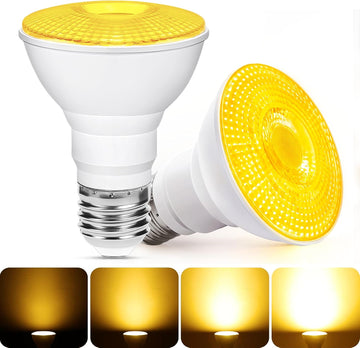 Par20 Yellow Bug Flood Light Bulb Outdoor, 75W Equivalent Dimmable