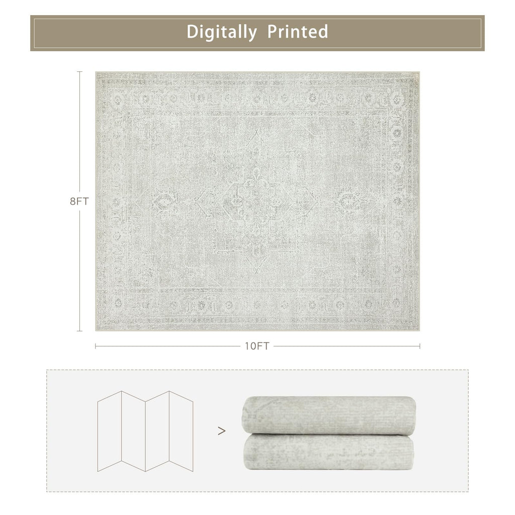 8x10 Washable Area Rugs (Concrete Grey)
