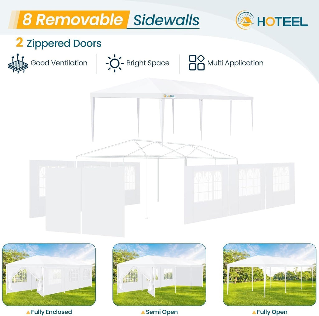 10x30 Party Tent with 8 Removable Sidewalls for Parties, Weddings, BBQ, Baby Shower, Waterproof Outdoor Event Canopy