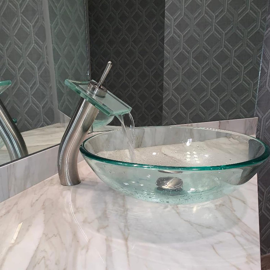 BONIFICARE Glass Vessel Bathroom Sink