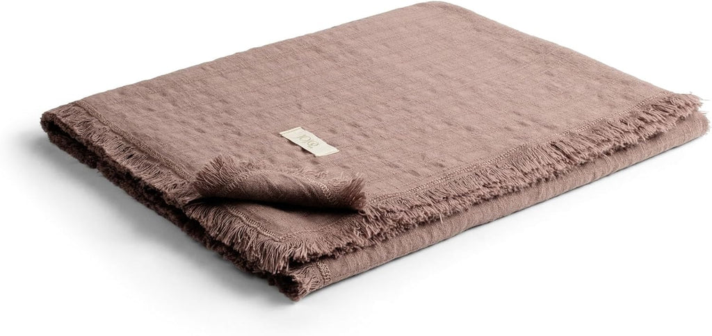 Frig Waffle Throw Blanket with Tassels - 50x66 Inch - 100% Turkish Cotton Tencel Breathable Blend Lightweight Blanket