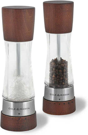 Derwent Grinders, 7.5" Salt & Pepper Mill Set, Forest Wood