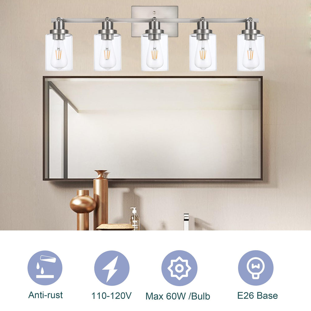 5 Light Multi-Directional Track Lighting Kit Brushed Nickel Kitchen Track Lighting Fixtures Ceiling Vanity Light