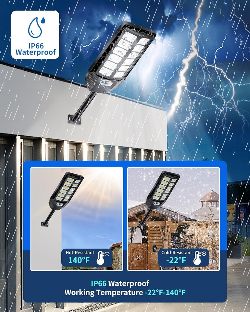 1-Pack 5000W Solar Powered Outdoor Motion Sensor Street Light | IP66 Waterproof 6500K Dusk to Dawn 20000 Lumens LED