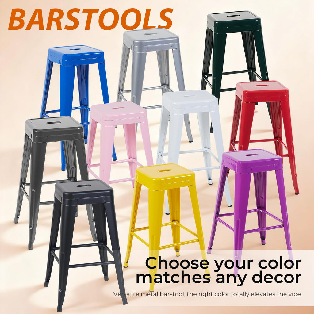 Deepspace Grey Metal Bar Stools Set of 2, 30"