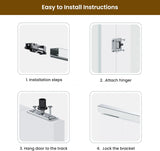 Bifold Door, for 64"x 80" Opening,Tempered Frosted Glass Closet Folding Barn Door with Hardware Kit,