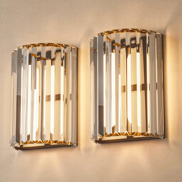 Black and Gold Battery Operated Wall Sconces Set of 2, Crystal Wireless Wall Lights with Remote, Rechargeable