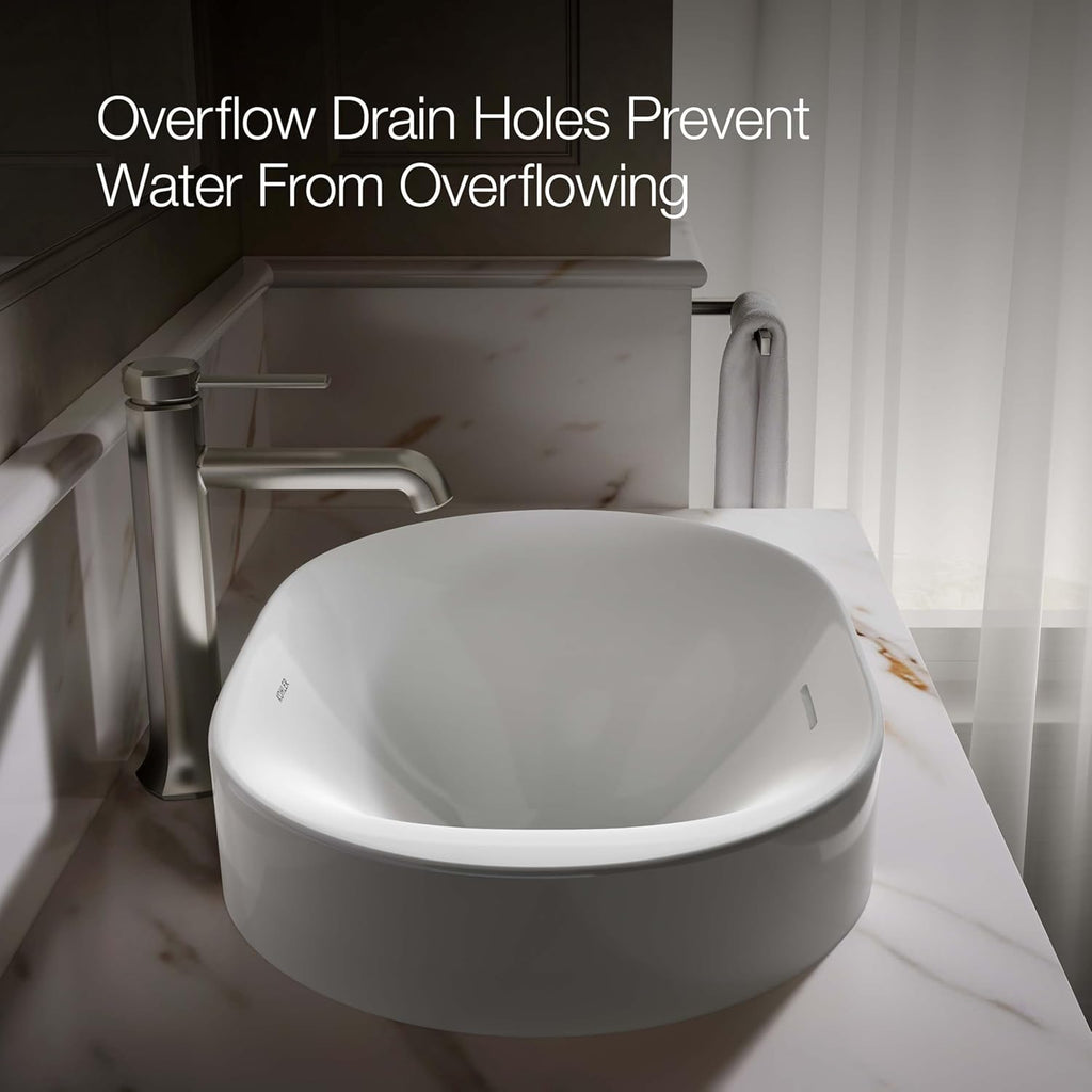 31701-0 Chalice 22-3/4" Oval Bathroom Vessel Sink, Above Counter Vanity Sink Basin, with Overflow, No Faucet Holes