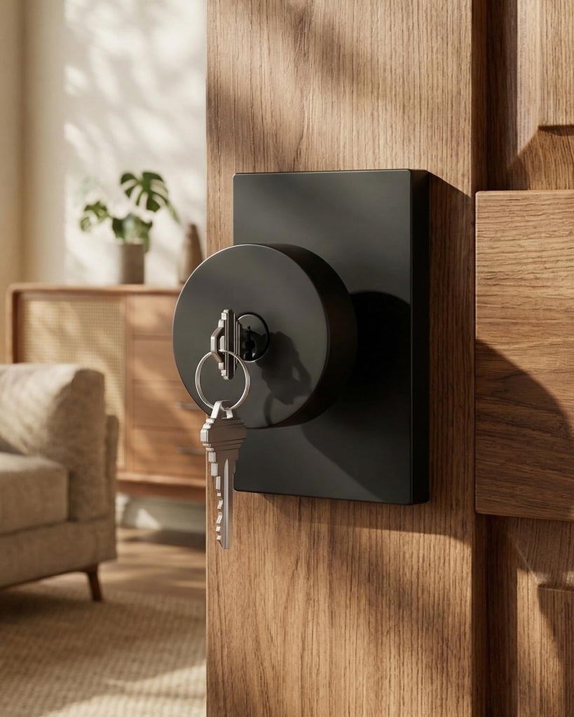 Matte Black Entry Door Knob, Keyed-Alike Exterior Door Knobs with Lock and Key, Security and Front Door Handles 1 Pack