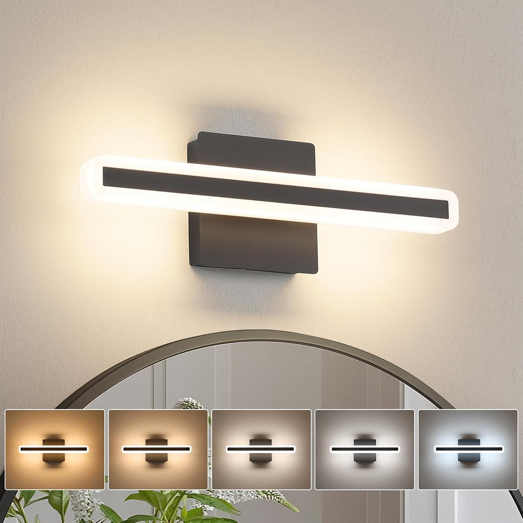 Black Vanity Lights , 5CCT Dimmable Bathroom Light Fixtures Over Mirror, Modern LED Vanity Light Bar Above Mirror