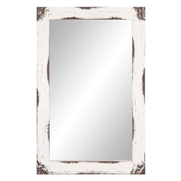 Wall Decor 24x36 Distressed White Reclaimed Wood Wall Mirror