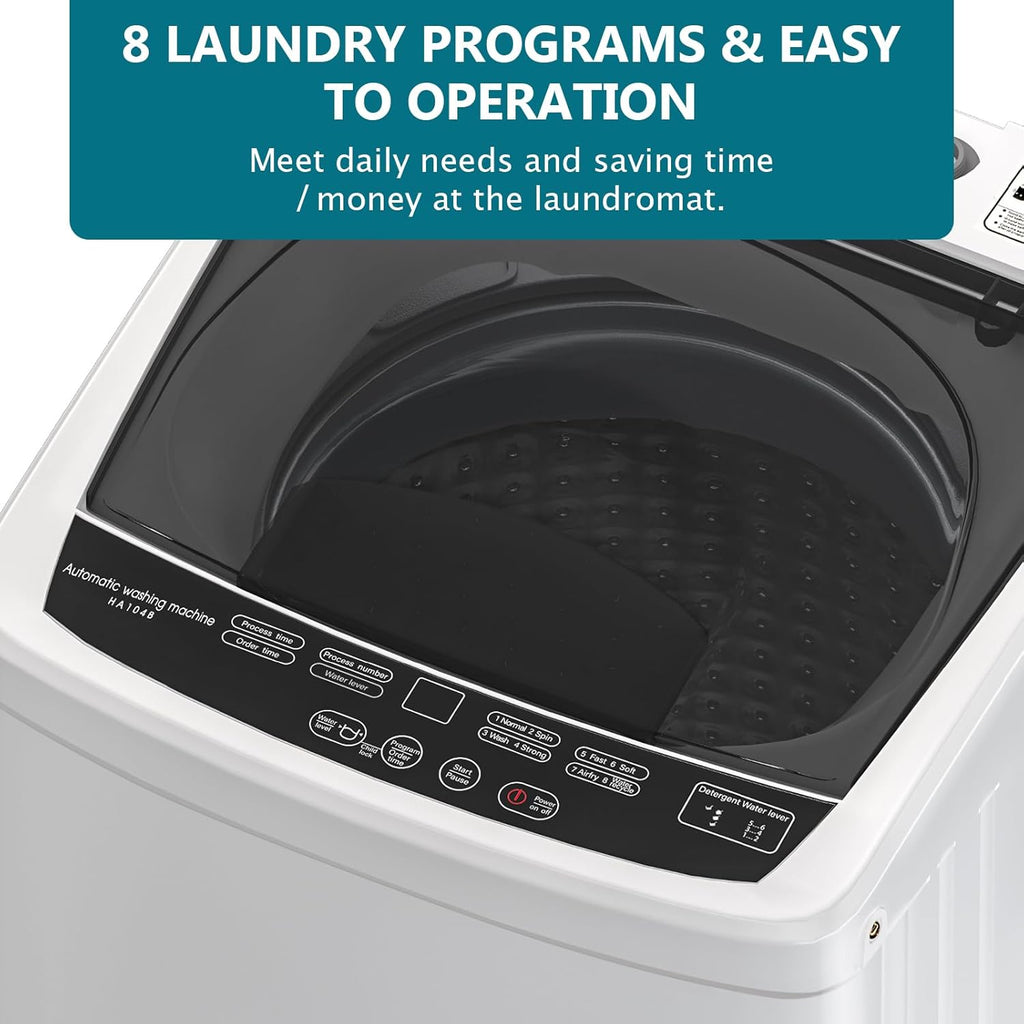 Portable Washing Machine, 16LBS Full Automatic Washer and Spinner, 10 Programs with Child Lock & Energy-Saving