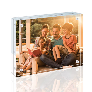5x7 Acrylic Frame, 20mm Thicker Frameless Clear Picture Frame, Double Sided Magnetic Picture Frame, Free Standing