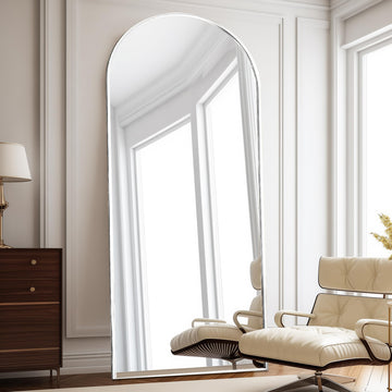 Arch Full Length Mirror, 76"x34" Standing Floor Body Mirror (White)