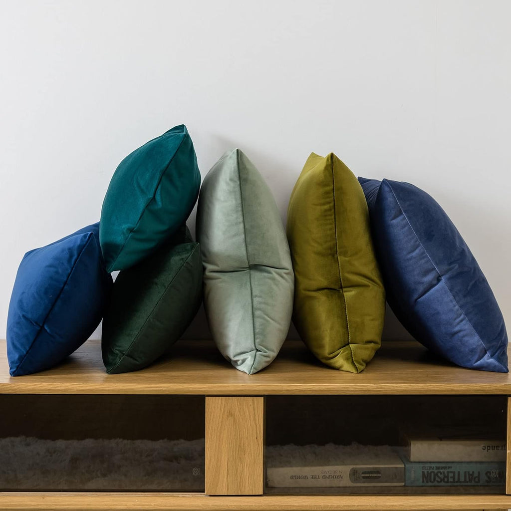 Throw Pillow Covers 18x18 inch Set of 2 Decorative Velvet Pillow Covers, Olive Green