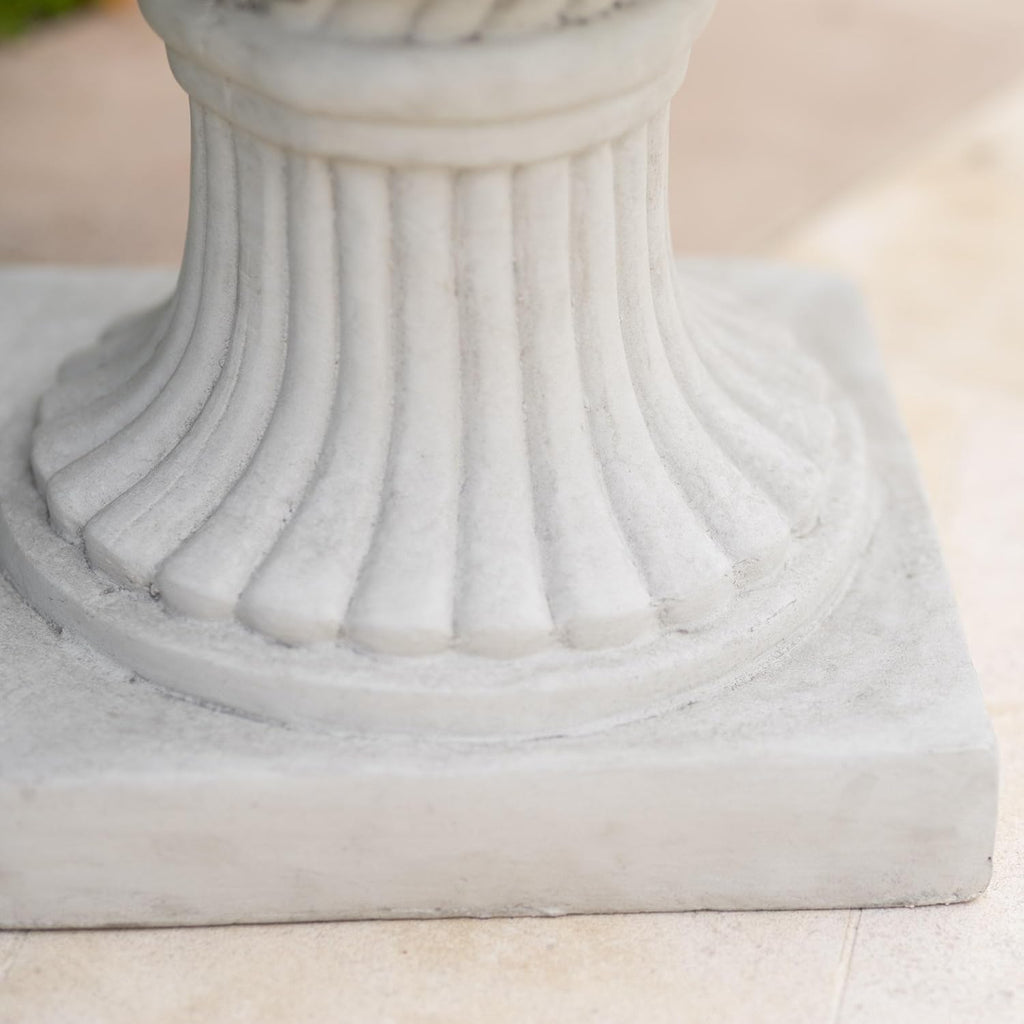 Italian Urn Planter - Antique White MGO Weather-Resistant - Large Classic Urn for Indoor Outdoor Garden, Patio or