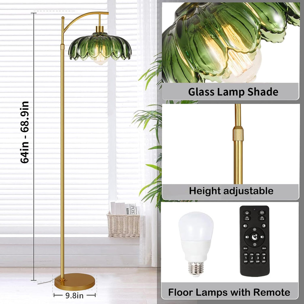 Gold Floor Lamp,Mid Century Modern Standing Lamp with Remote