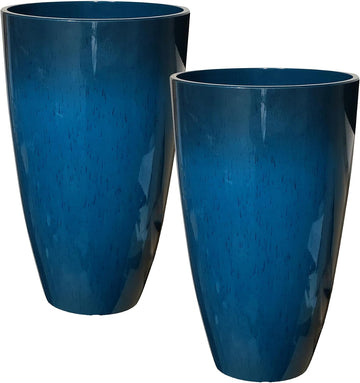 S 2 Pack - Modern Indoor/Outdoor Planters Decor - Weather-Resistant Large Flower Pots - Lightweight 21.26 Inches Tall