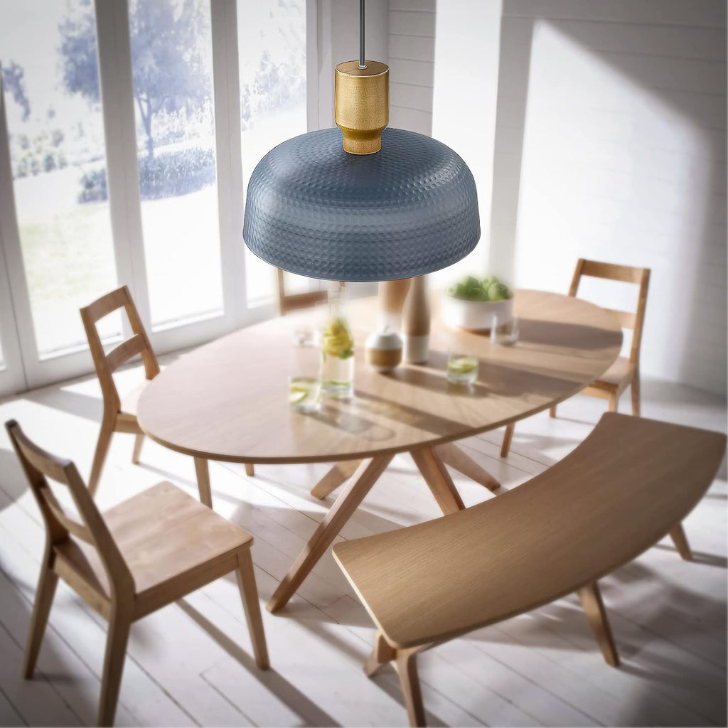 Pendant Light Fixtures Ceiling Hanging with Hammered Metal Shade, Modern Pendant Light for Kitchen Island Lighting
