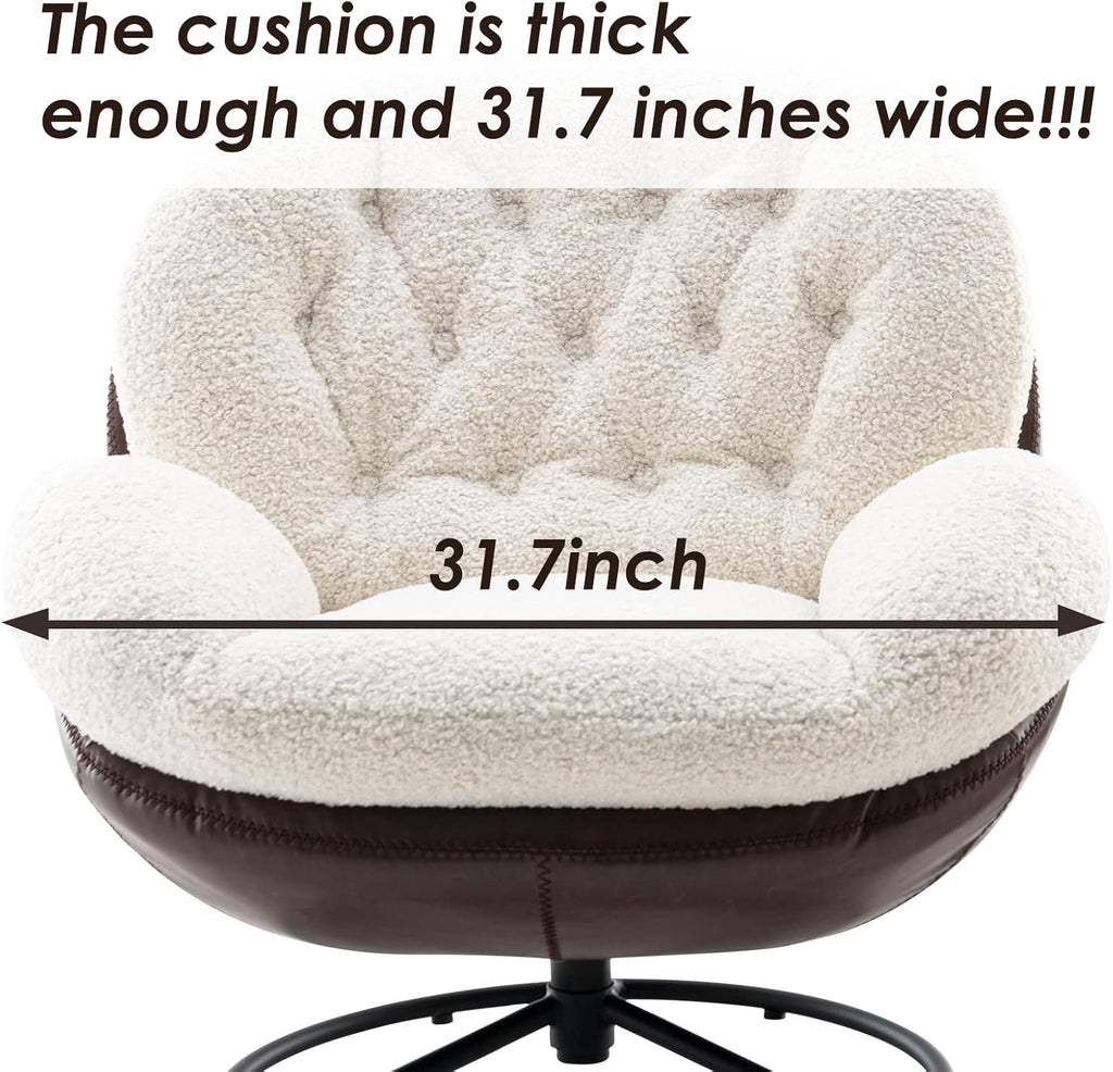 Modern Reading Chair and Ottoman — White