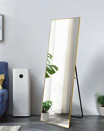 Mirror Full Length, 64"X21" Floor Mirror, Rectangle Shape, Gold